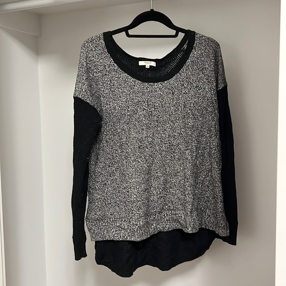 Madewell S Black White knit sweater